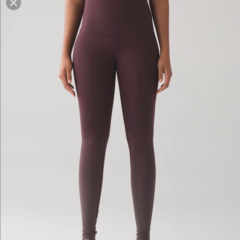 SOLD.  Lululemon black cherry ombre wunder under 6